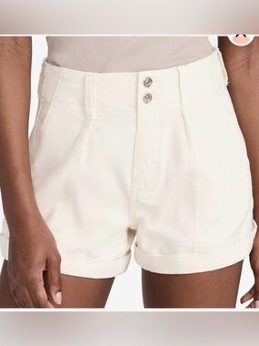 PAIGE ‘Brooklyn’ Cream High-Waist Cuffed Shorts